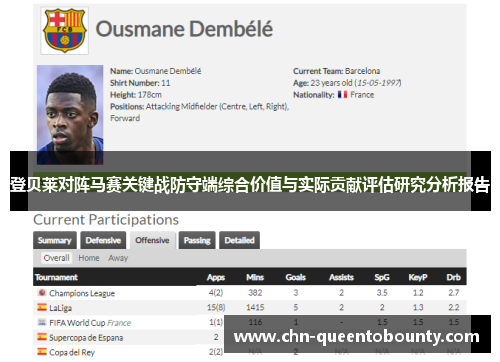 登贝莱对阵马赛关键战防守端综合价值与实际贡献评估研究分析报告